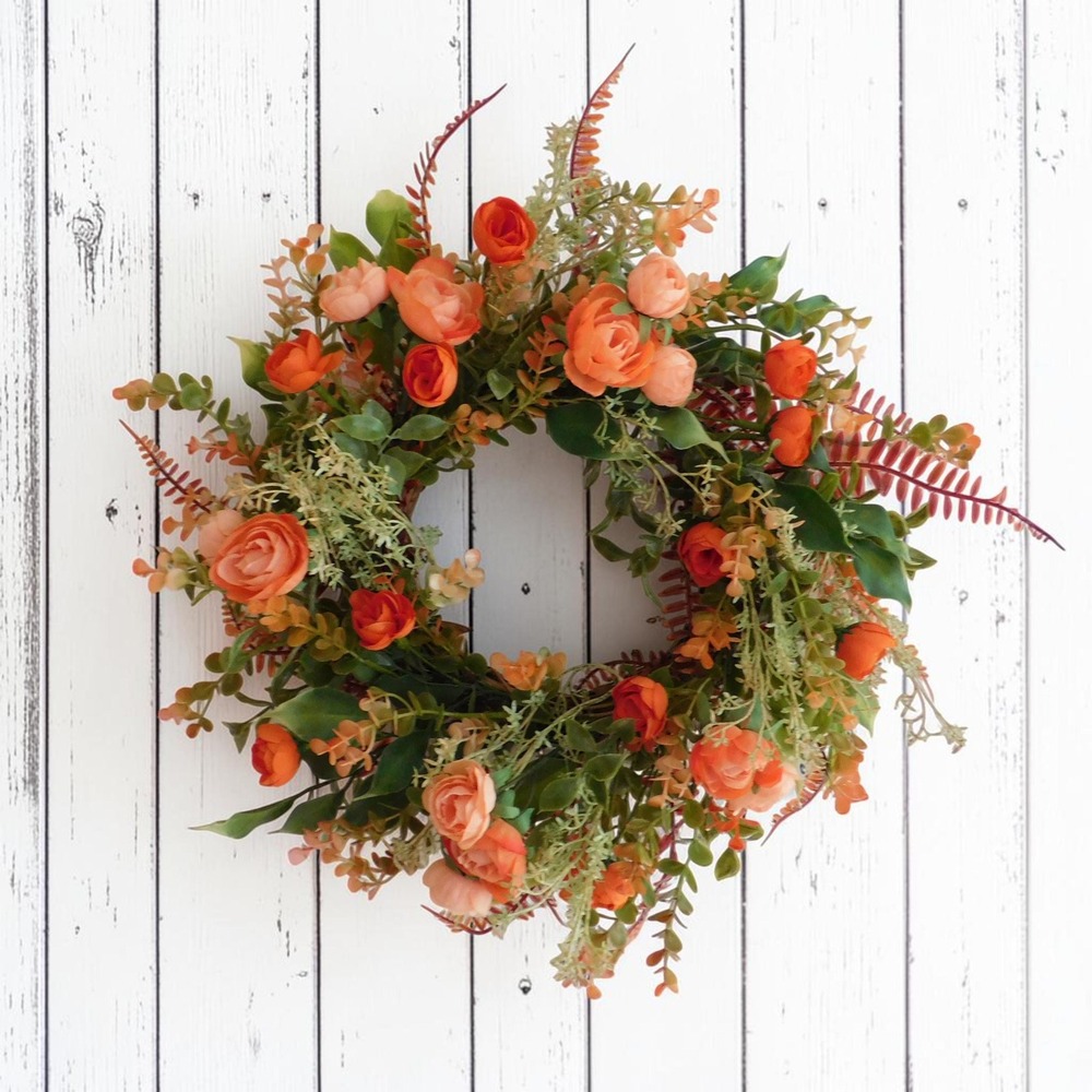 Late Summer Early Fall Small Wreath Fall Decor Orange Flowers Housewarming gift